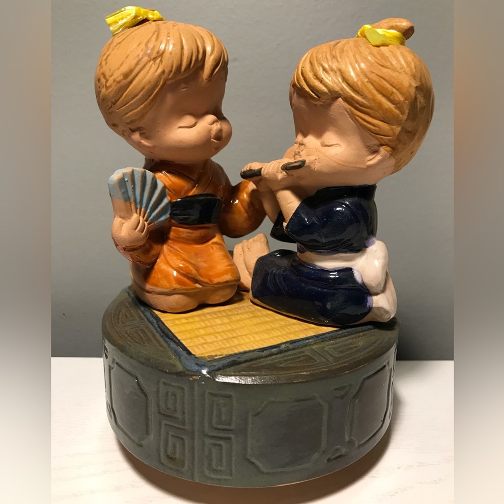Vintage Japanese Figurine Rotating Music Box